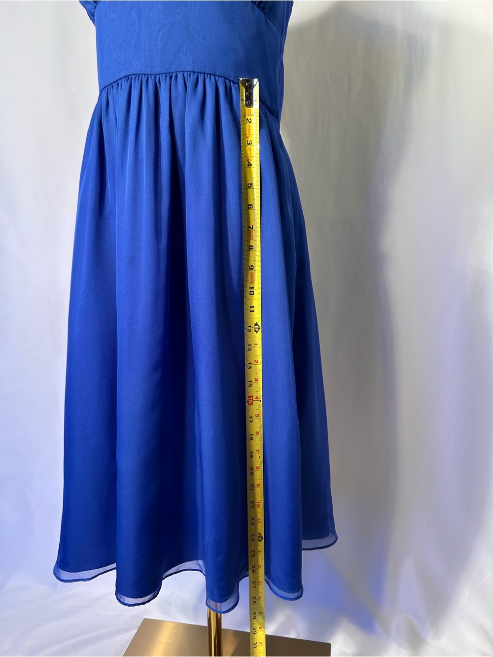 Royal Blue Midi Formal Dress with Pockets Multi-Strap Shoulders SizeL HoCo Prom - Picture 9 of 13